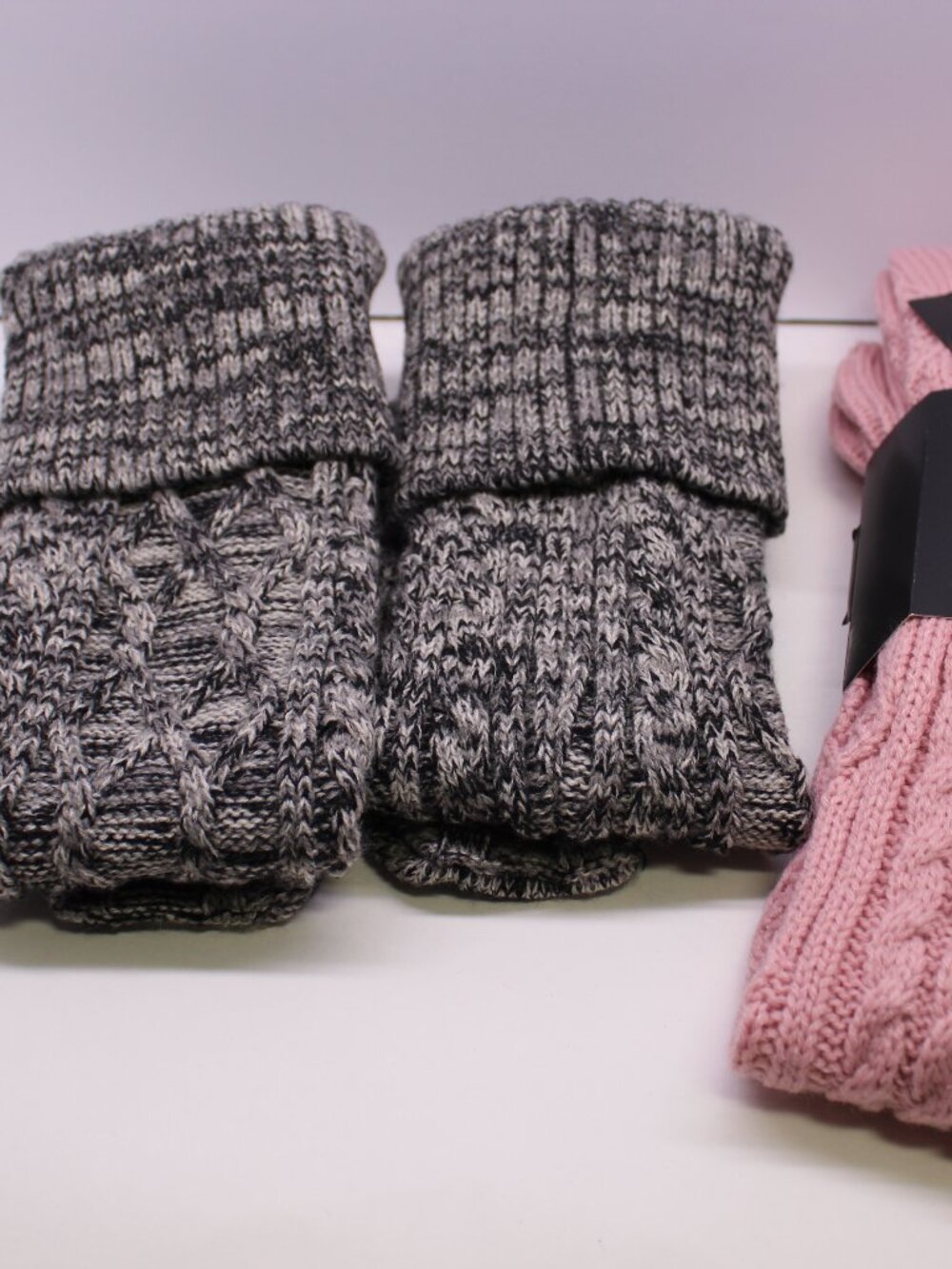 Torrid Knee-High Cable Knit Boot Socks Size: 10-13 Pink & Heather Gray Winter